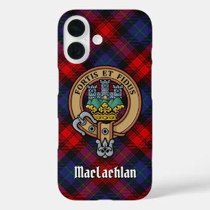 Clan MacLachlan Wappen über Tartan iPhone 16 Hülle
