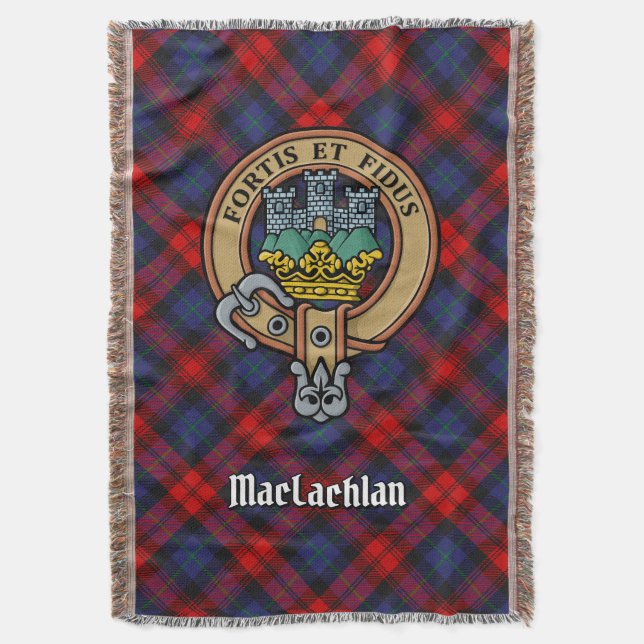 Clan MacLachlan-Wappen über Tartan Decke (Vorderseite Vertikal)