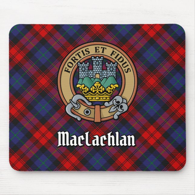 Clan MacLachlan Wappen über Tartan Mousepad (Vorne)