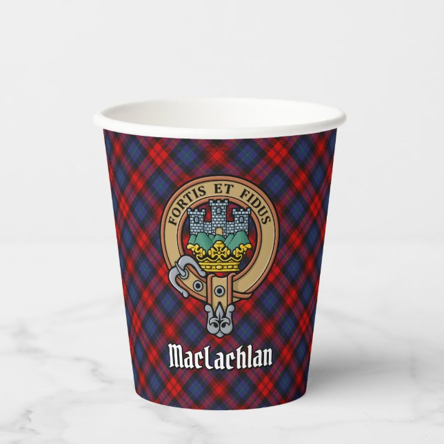 Clan MacLachlan Wappen über Tartan Pappbecher (Vorderseite)