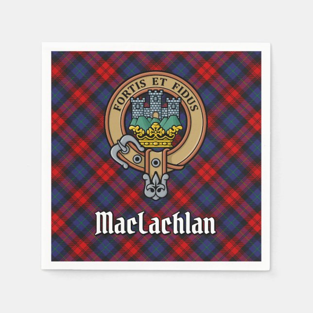 Clan MacLachlan Wappen über Tartan Serviette (Vorderseite)
