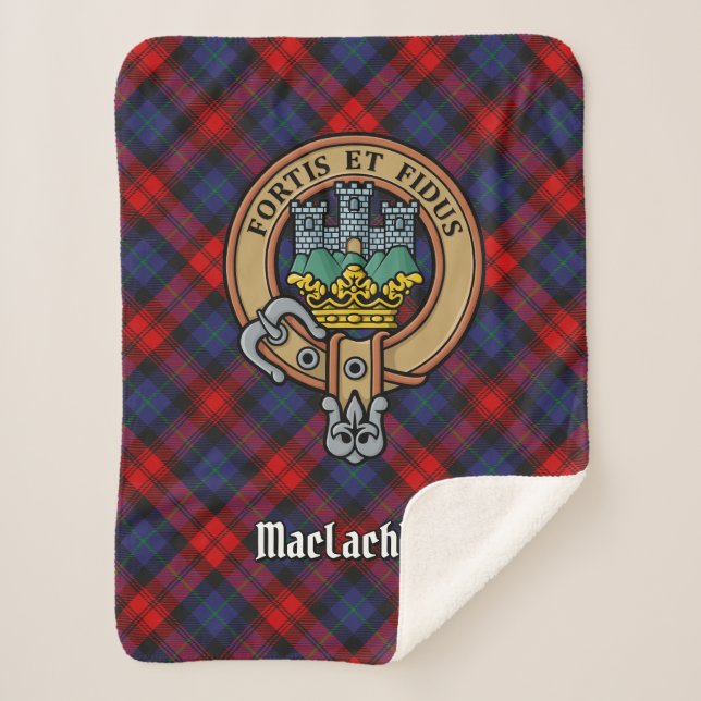 Clan MacLachlan Wappen über Tartan Sherpadecke (Vorderseite)
