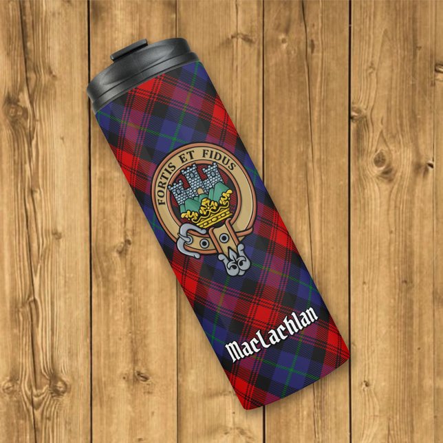 Clan MacLachlan Wappen über Tartan Thermosbecher (Von Creator hochgeladen)