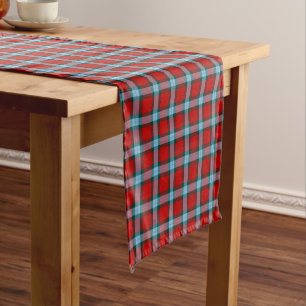 Clan MacLaine Bright Red und Sky Blue Tartan Kurzer Tischläufer
