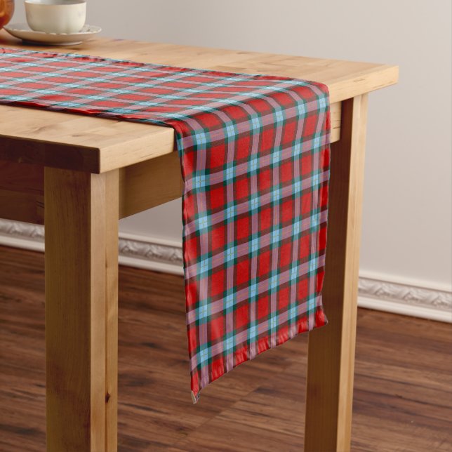 Clan MacLaine Bright Red und Sky Blue Tartan Kurzer Tischläufer (Beispiel)