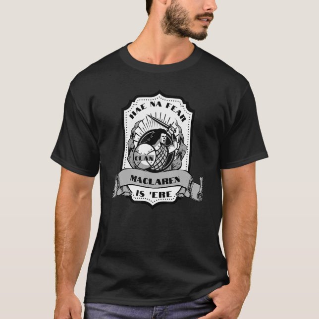 Clan MacLaren Swordsman Schottisches Abzeichen Hig T-Shirt (Vorderseite)