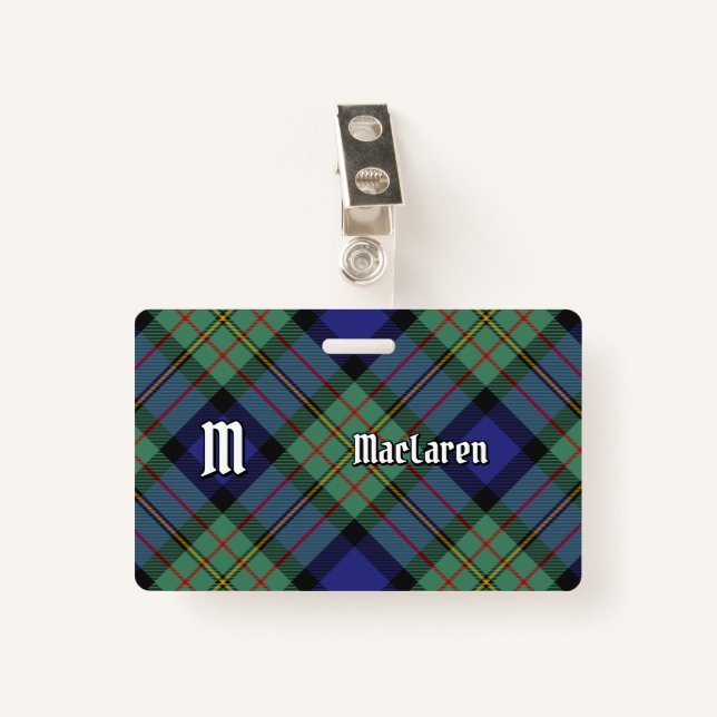 Clan MacLaren Tartan Ausweis (Vorderseite mit Klammer)
