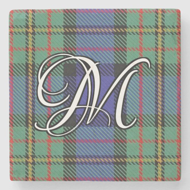 Clan MacLaren Tartan Custom Monogram Steinuntersetzer (Vorderseite)