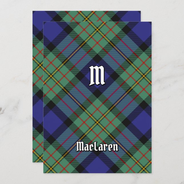 Clan MacLaren Tartan Einladung (Vorne/Hinten)