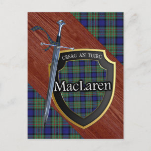 Clan MacLaren Tartan Sword & Shield Postkarte