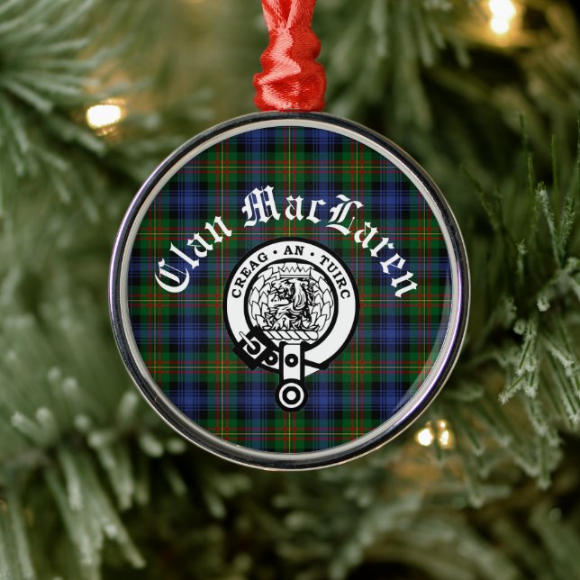 Clan MacLaren Wappen Abzeichen & Tartan Anpassbar Ornament Aus Metall (Baum)