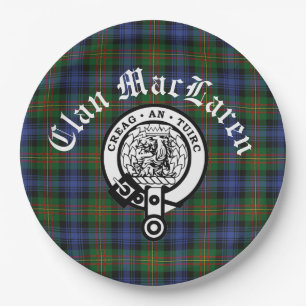 Clan MacLaren Wappen Abzeichen & Tartan Anpassbar Pappteller
