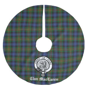 Clan MacLaren Wappen Abzeichen & Tartan Anpassbar Polyester Weihnachtsbaumdecke