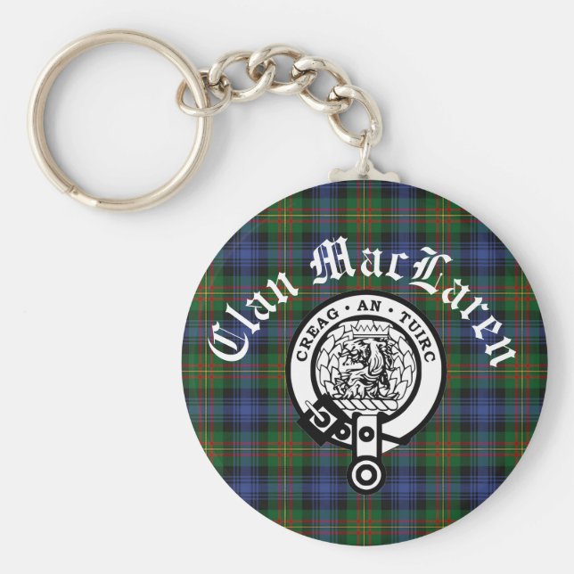 Clan MacLaren Wappen Abzeichen & Tartan Anpassbar Schlüsselanhänger (Vorne)