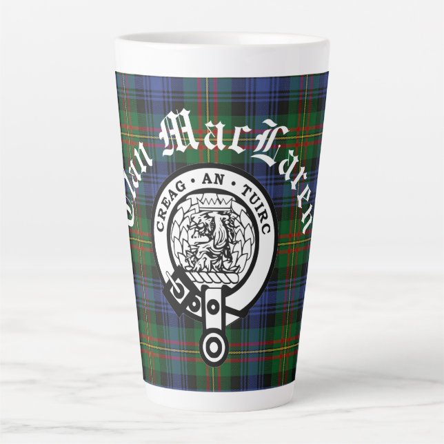 Clan MacLaren Wappen Abzeichen & Tartan Milchtasse (Vorderseite)