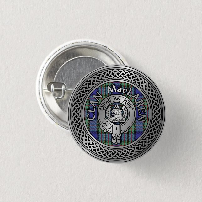 Clan MacLaren Wappen & Tartan Knot Button (Vorne & Hinten)