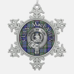 Clan MacLaren Wappen & Tartan Schneeflocken Zinn-Ornament