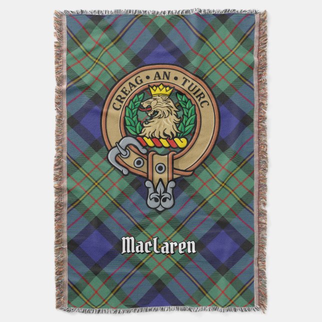 Clan MacLaren-Wappen über Tartan Decke (Vorderseite Vertikal)