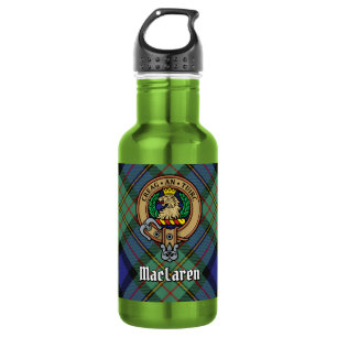 Clan MacLaren-Wappen über Tartan Edelstahlflasche