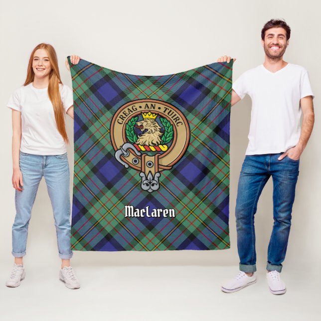 Clan MacLaren Wappen über Tartan Fleecedecke (Beispiel)