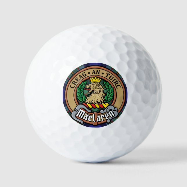 Clan MacLaren Wappen über Tartan Golfball (Vorderseite)