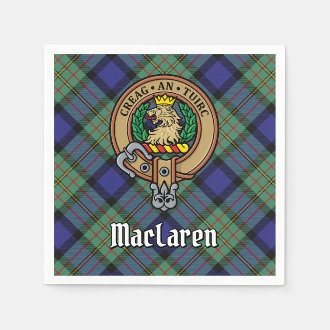 Clan MacLaren Wappen über Tartan Serviette (Vorderseite)