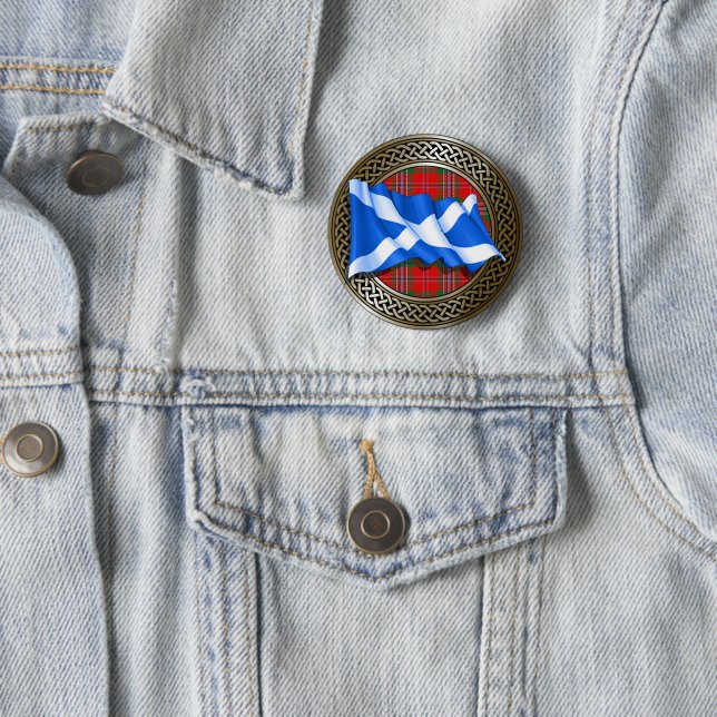 Clan MacLean Tartan Knot & Flag Button (Beispiel)