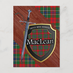 Clan MacLean Tartan Sword & Shield Postkarte
