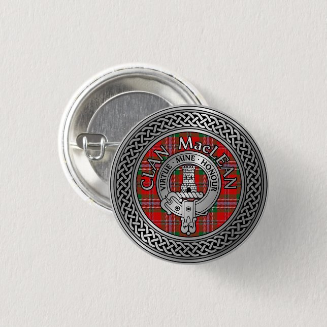 Clan MacLean Wappen & Tartan Knot Button (Vorne & Hinten)