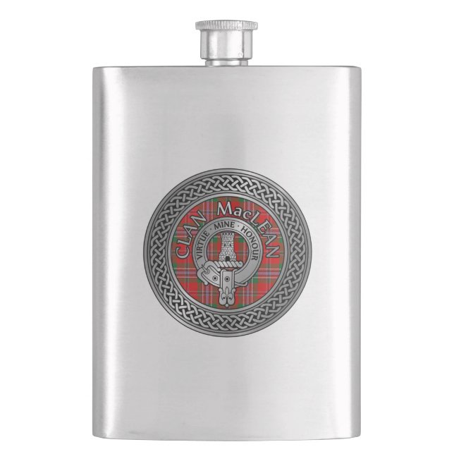 Clan MacLean Wappen & Tartan Knot Flask Flachmann (Vorderseite)