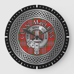 Clan MacLean Wappen & Tartan Knot Large Clock Große Wanduhr