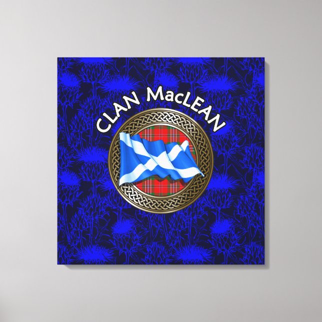 Clan MacLean Wappen & Tartan Knot on Thistle Leinwanddruck (Vorderseite)