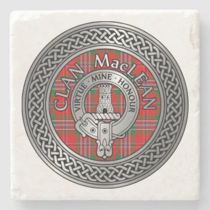 Clan MacLean Wappen & Tartan Knot Stone Untersetze Steinuntersetzer