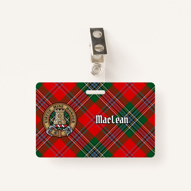 Clan MacLean Wappen über Tartan Ausweis (Vorderseite mit Klammer)