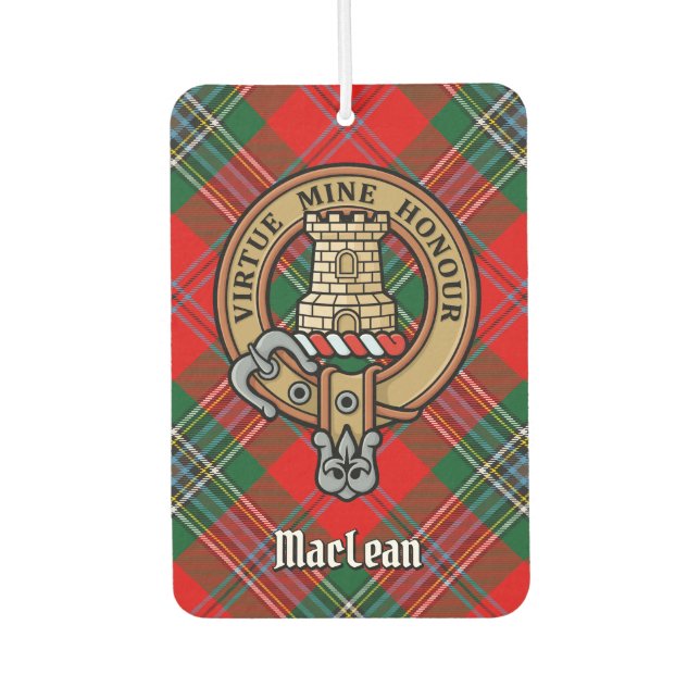 Clan MacLean Wappen über Tartan Autolufterfrischer (Vorderseite)