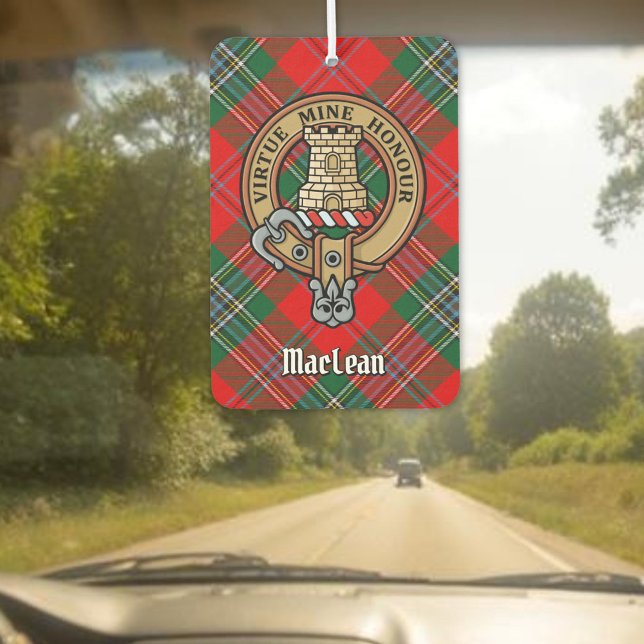 Clan MacLean Wappen über Tartan Autolufterfrischer (Von Creator hochgeladen)