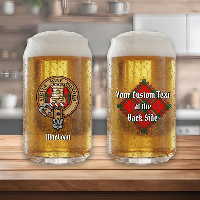 Clan MacLean Wappen über Tartan Dosenglas (Von Creator hochgeladen)