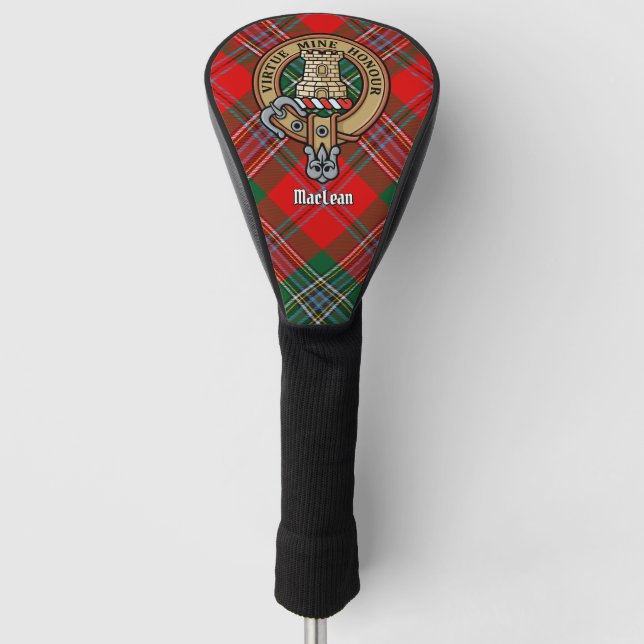 Clan MacLean Wappen über Tartan Golf Headcover (Vorderseite)
