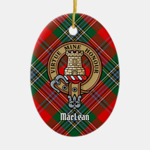 Clan MacLean Wappen über Tartan Keramik Ornament