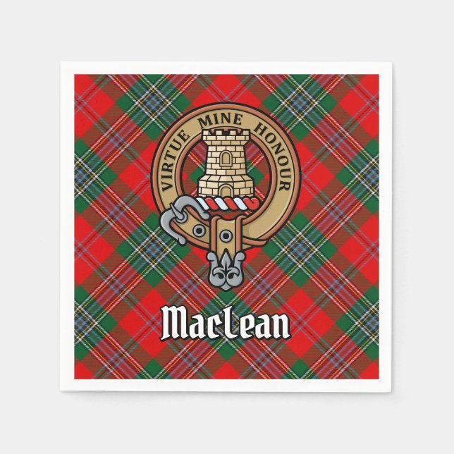 Clan MacLean Wappen über Tartan Serviette (Vorderseite)