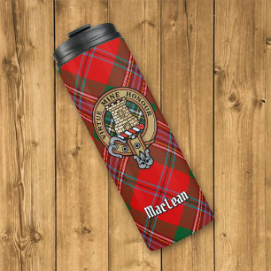 Clan MacLean Wappen über Tartan Thermosbecher