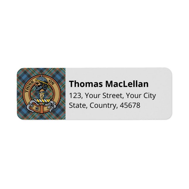 Clan MacLellan Crest over Ancient Tartan (Vorne)