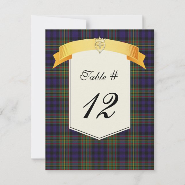 Clan MacLellan Tartan Kariert Wedding Tischnummer (Vorderseite)