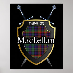 Clan MacLellan Tartan Scottish Shield & Schwerter Poster