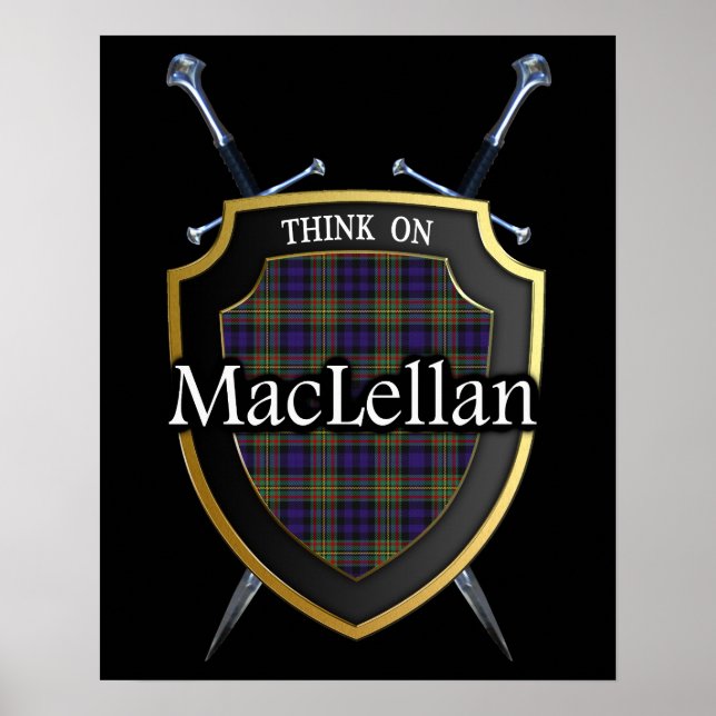 Clan MacLellan Tartan Scottish Shield & Schwerter Poster (Vorne)