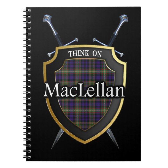 Clan MacLellan Tartan Shield & Schwerter Notizblock (Vorderseite)