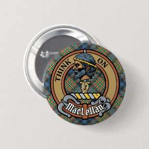 Clan MacLellan-Wappen über altem Tartan Button