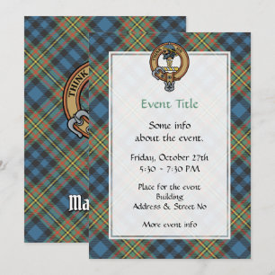 Clan MacLellan Wappen über altem Tartan Einladung