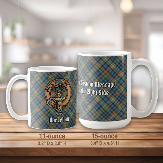 Clan MacLellan Wappen über altem Tartan Kaffeetasse (Von Creator hochgeladen)