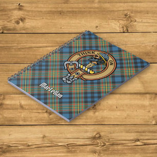 Clan MacLellan Wappen über altem Tartan Notizblock